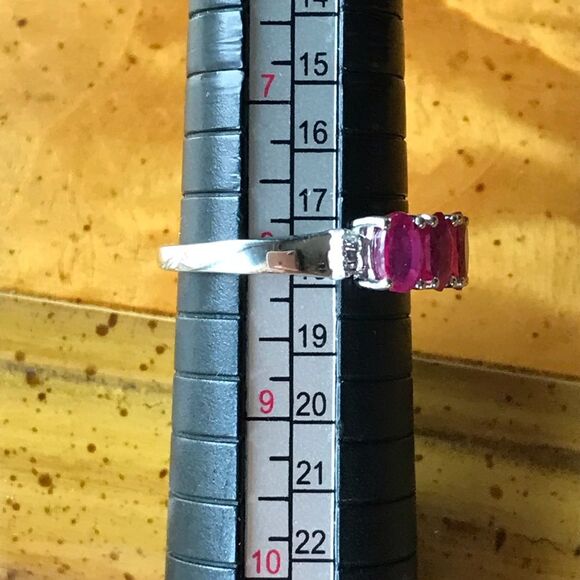 Natural Ruby Diamond Sterling Silver Ring Size 8 - Picture 7 of 8